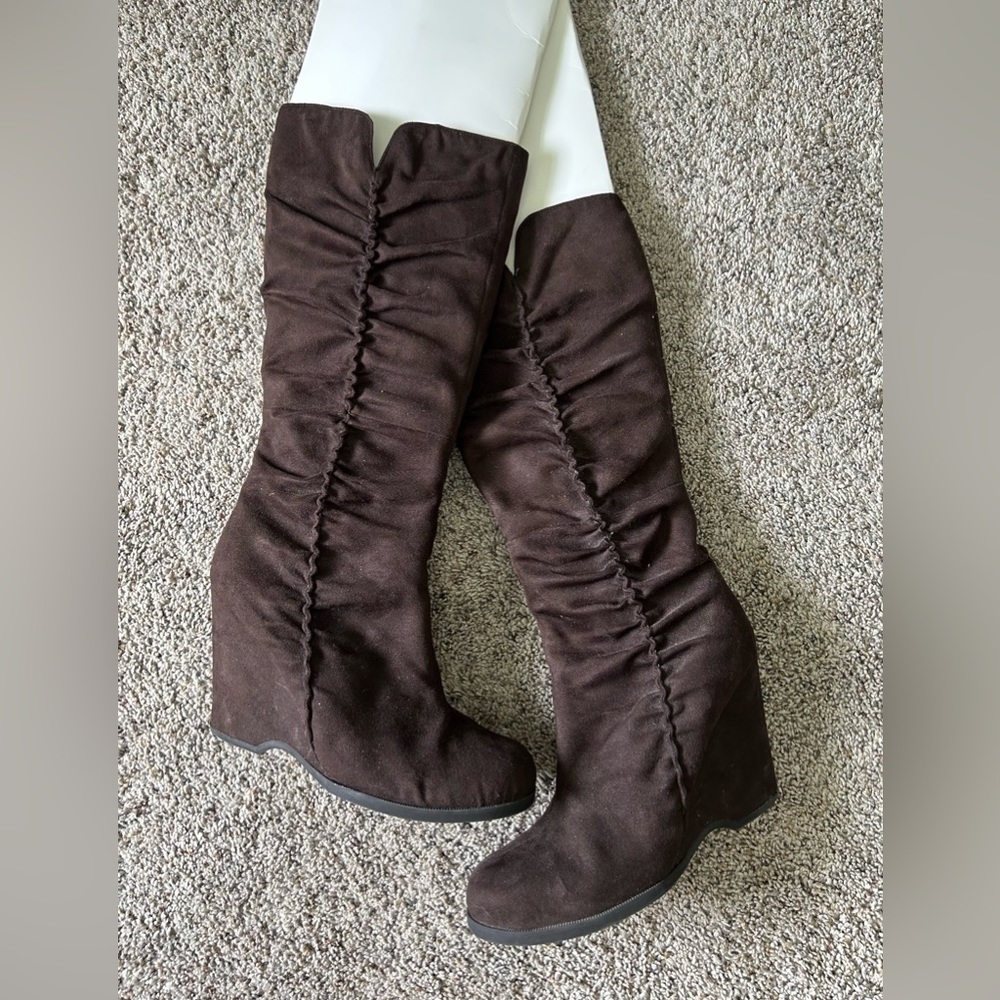 MIA Brown Suede Wedge Boot Size 9